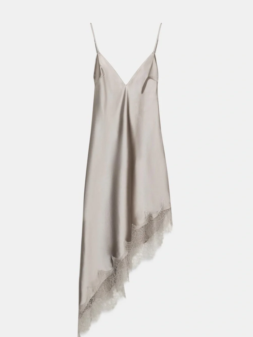 Zara Satin Lace Trim Asymmetrical Slip Dress NWT 9189/332 - Picture 5 of 6